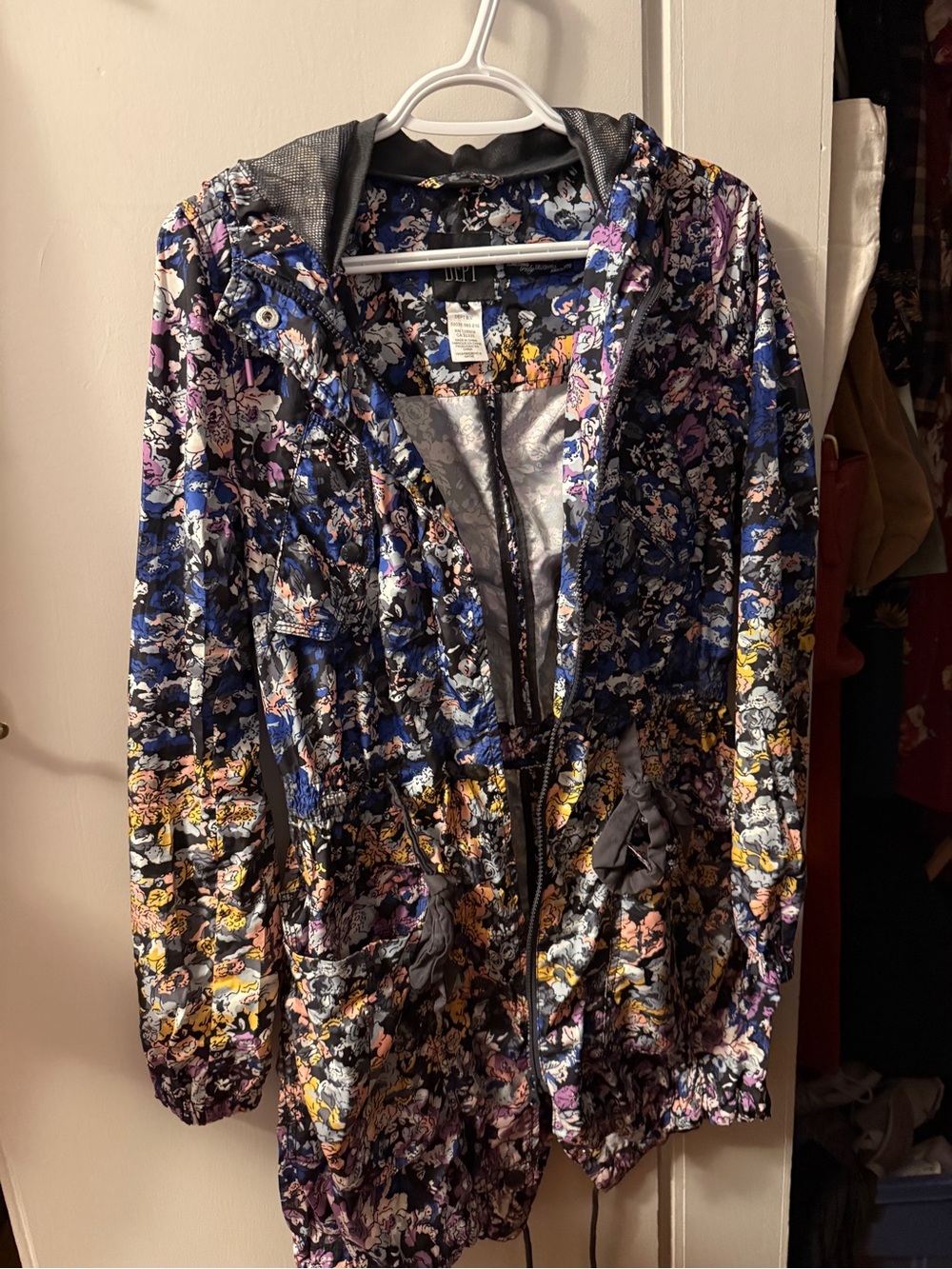 Floral Print Hooded Windbreaker Jacket - Multicolor
